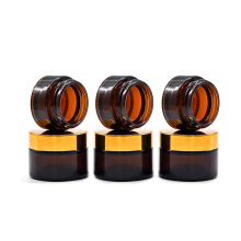 15g 30g 50g 100g Luxury Flat Shoulder Skincare Cosmetic Eye Cream Jar Amber Glass Jar with Gold Lid